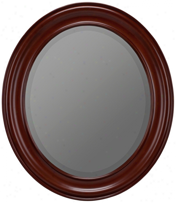 Willoughby Distressed Cherry 30" Aloft Oval Wall Mirror (p7929)
