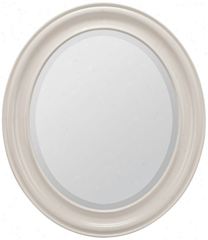 Willoughby Distressed White 30" High Oval Wall Mirror (p7928)