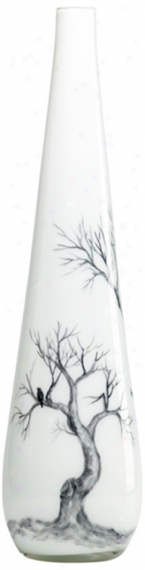 Winter Elm Glass Large White Vase (v1438)