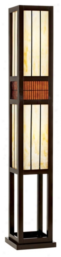 Wood And Practical knowledge Glass Rectangle Floor Lamp (m9506)