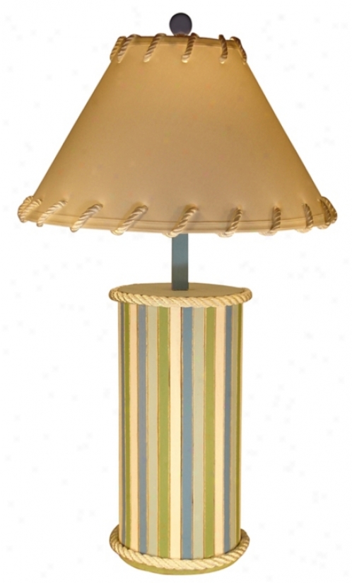 Wood Plank Beach Stripe Cylinder Table Lamp (60534)