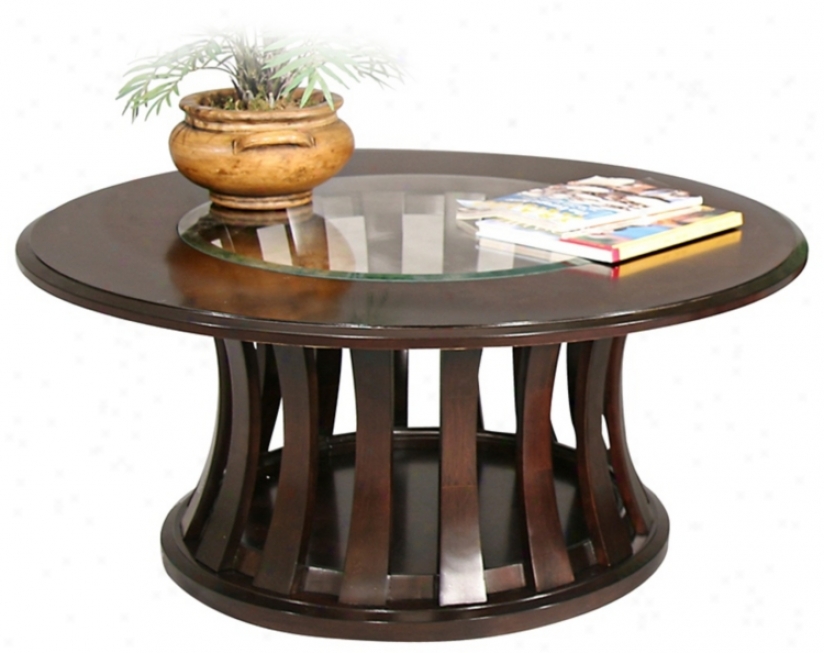 Woodlake Warm Chocolate Finish Round Cocktail Table (p1875)