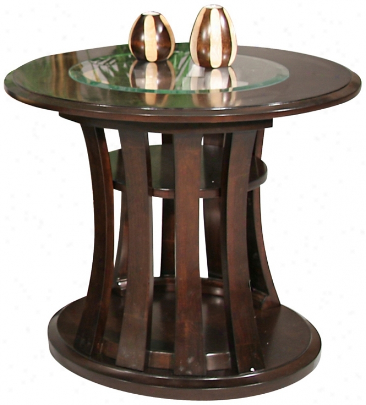 Woodlake Warm Chocolate Finish Round Lanp Table (p1876)