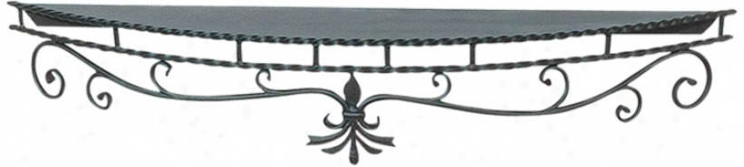 Wrought Iron 72" Wide Black Fireplace Mantel Shoal (u9421)