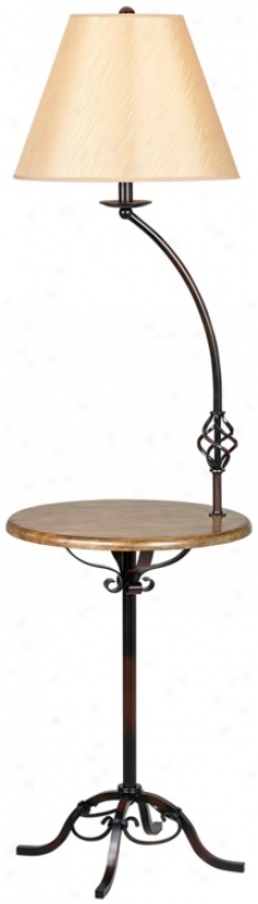 Wrought Iron Woo Tray Table Floor Lamp (p4803)