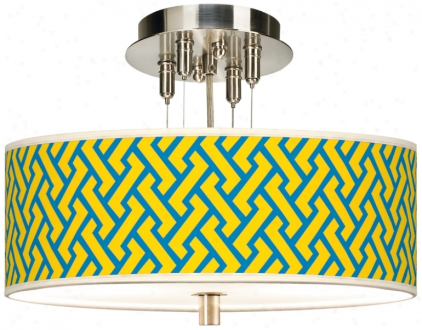 Yellow Brick Weave Giclee 14" Wide Ceiling Light (55369-w3707)