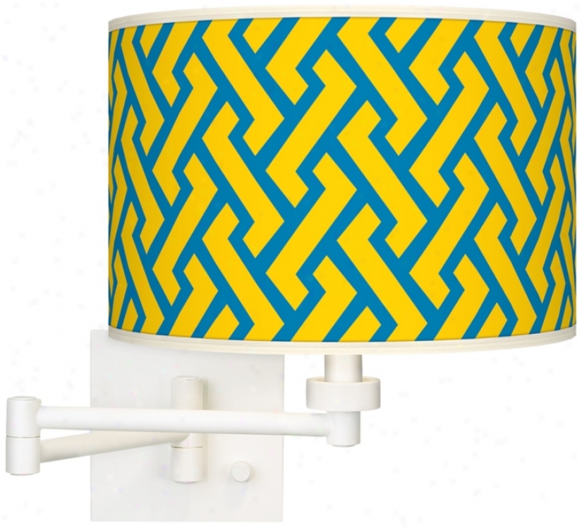 Yellow Brick Weave Giclee White Swing Arm Wall Light (h6558-w3506)