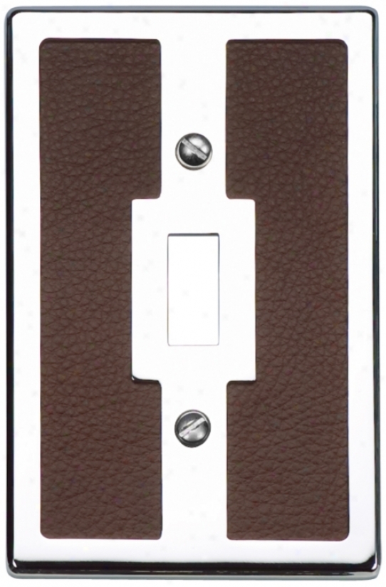 Zanzibar Brown Leather And Chrome Toggle Wall Plate (86060)