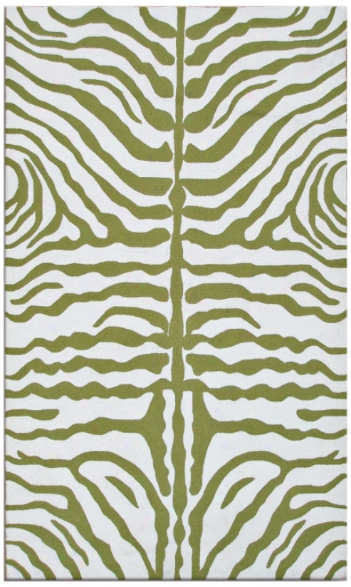 Zebra Stripe Green Indoor Outdoor 8'x 11' Rug (k0189)