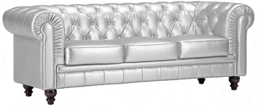 Zuo Aristocrat Silver Leatherette Sofa (t2668)