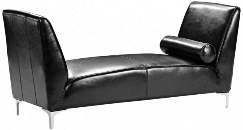 Zuo Atlas Black Leather Bench Sofa (t2698)