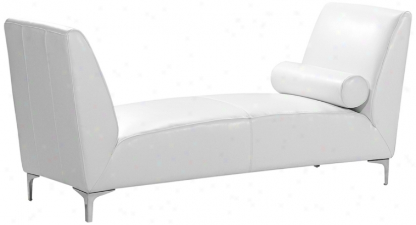Zuo Atlas White Leather Bench Sofa (t2699)