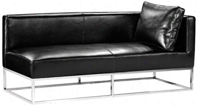 Zuo Atom Black Leather Left Inlet  Facing Bench Sofa (t2694)