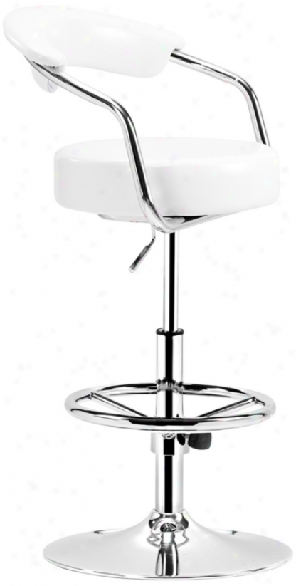 Zuo Barber White Adjustable Bar Or Counter Stool (t2515)