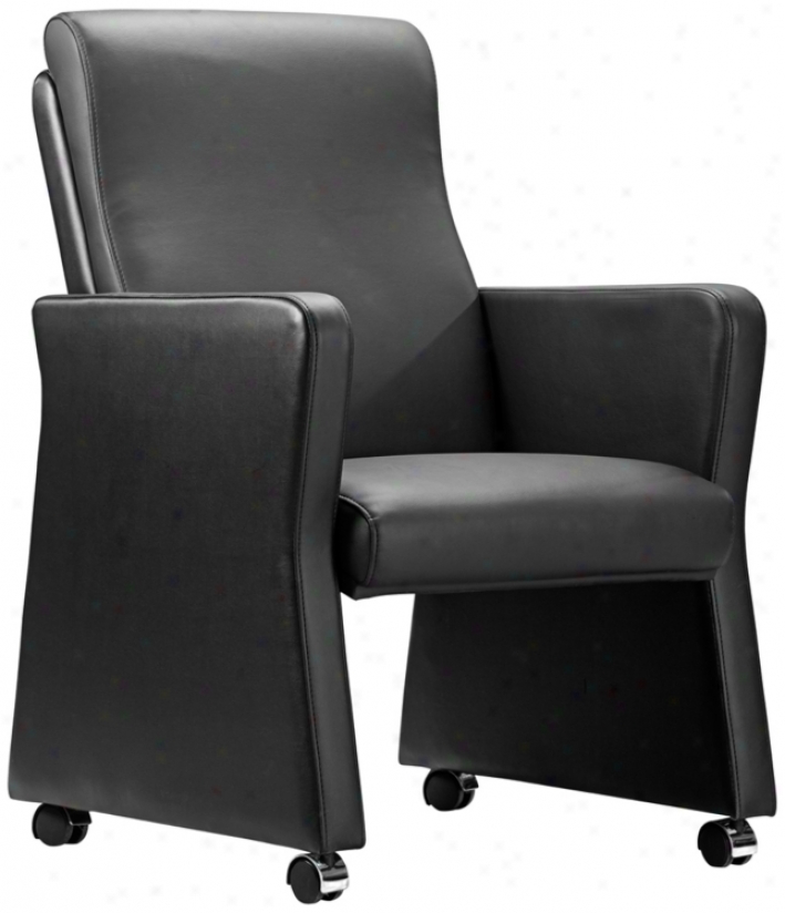 Zuo Burl Black Leatherette Arm Chair (t2574)