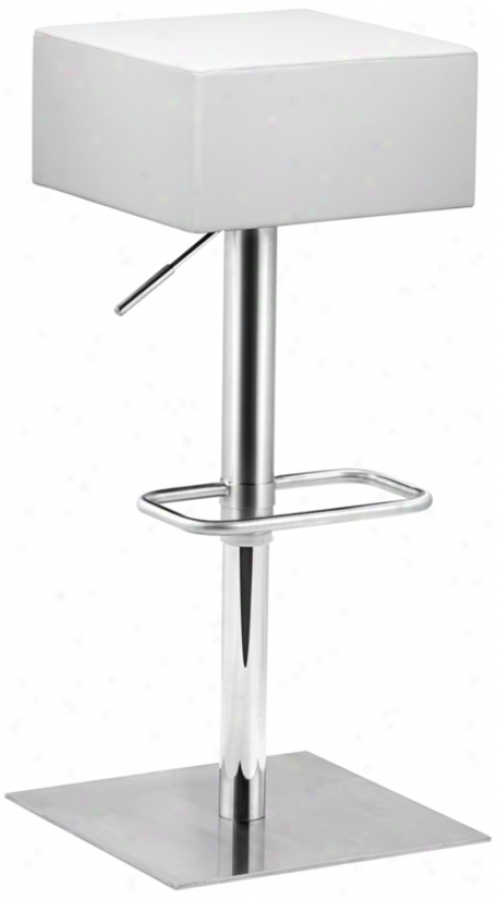 Zuo Butcher White Adjustable Height Bar Or Counter Stool (t2534)