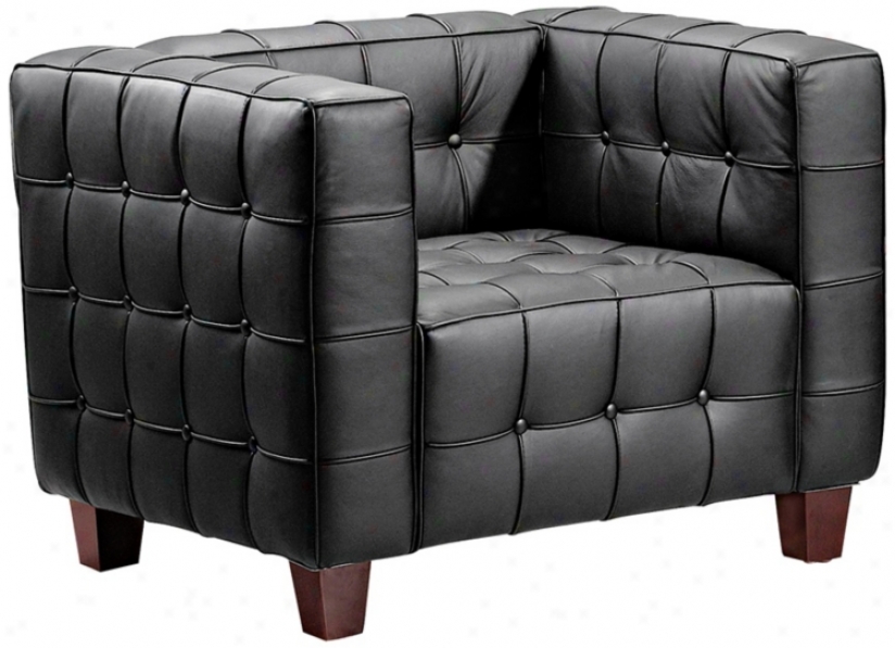 Zuo Button Collection Black Leather Armchair (36212)