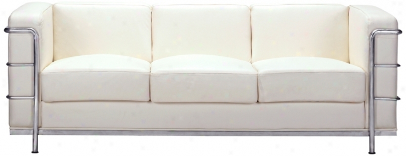 Zuo Fortress Collection White Leather Sofa (g4398)