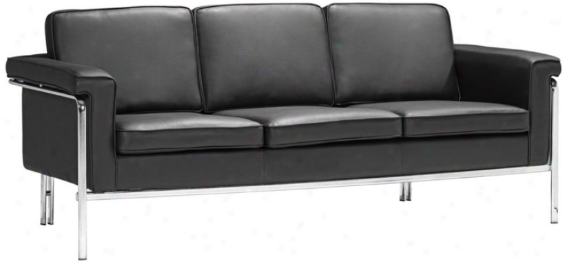 Zou Modern Singular Black Leatherette Sofa (v7752)