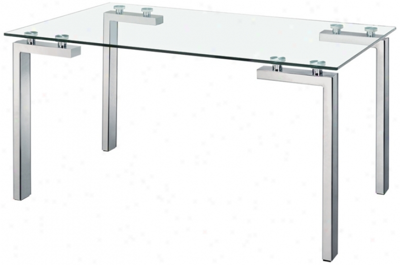 Zuo Roca Stainless Carburet of iron And Glass Dining Table (v9229)