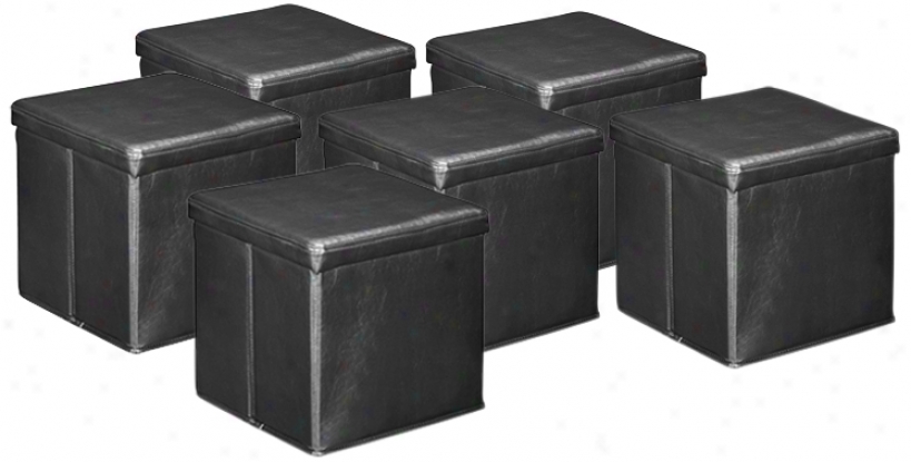 Zuo Set Of 6 Skammel Black Storage Ottomans (t7391)