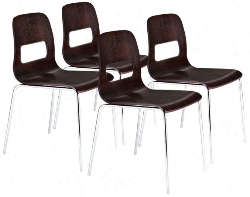 Zuo Set Of Four Escape Wenge Stackng Chairs (g4013)