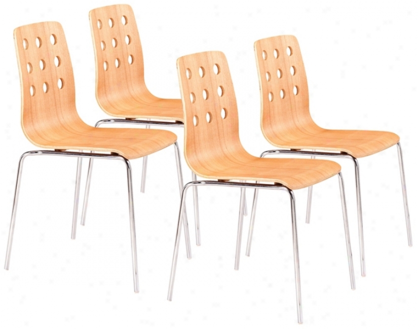 Zuo Set Of Four Natural Stacking Chairs (g4016)