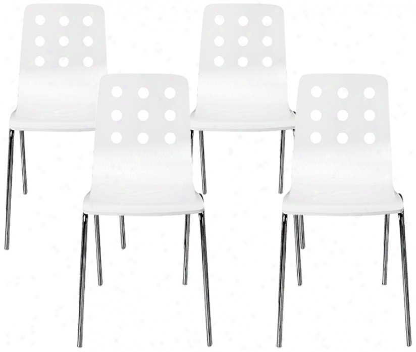 Zuo Set Of Four White Stacking Chairs (g4015)