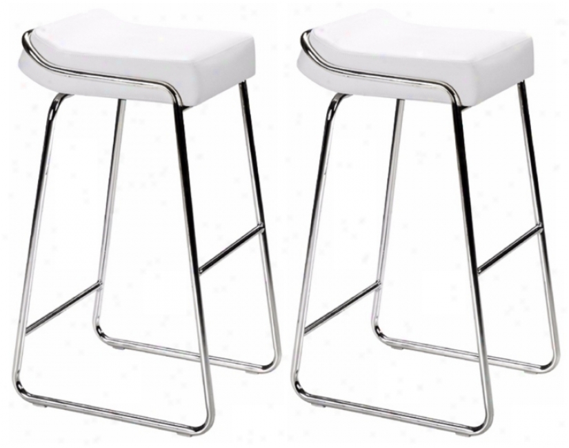 Zuo Set Of Two White Wedge 32" High Barstools (g4146)