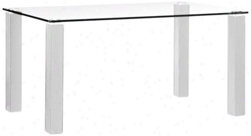 Zuo Silver Leatheretts Ans Glass Dining Table (v9253)