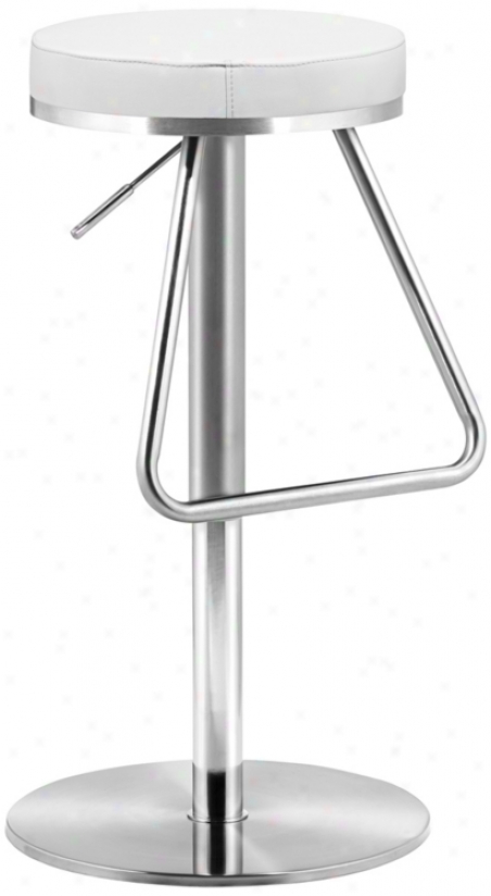 Zuo Soda White Adjustable Height Bar Or Counter Stool (t2527)