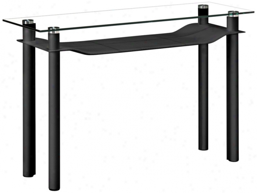 Zuo Tier Black Leatherette And Glass Console Table (v8389)