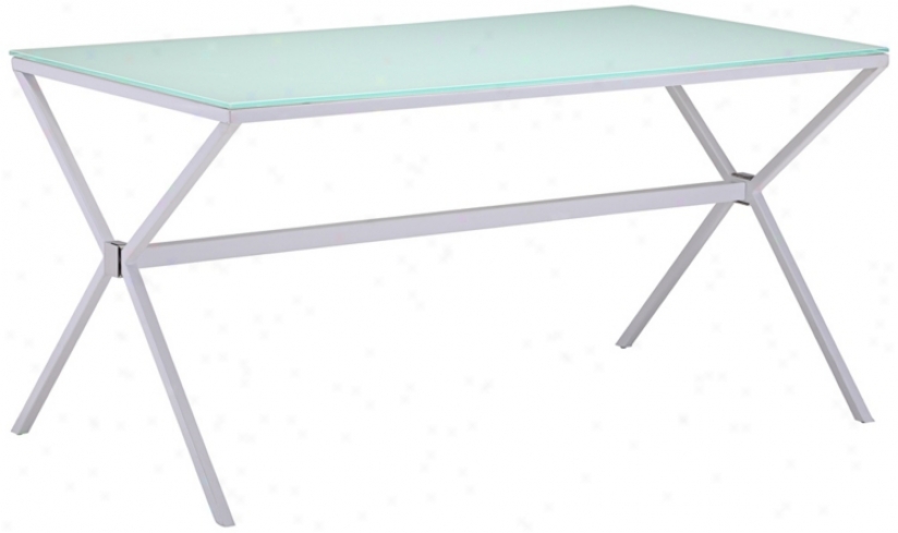 Zuo Xert Whhite By the side of Painted Glass Dining Table (v9247)