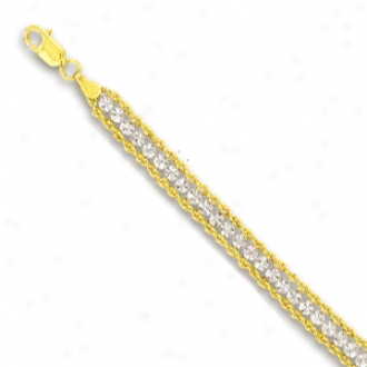 10kk Two-tone Beads And Rope Bracelet - 7 Inch