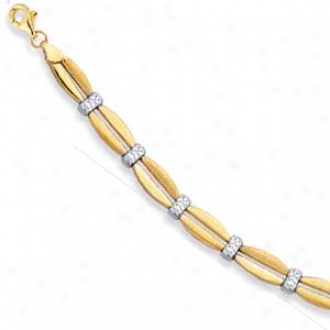 10k Tw-tone Diamond Accented Bracelet - 7.25 Inch