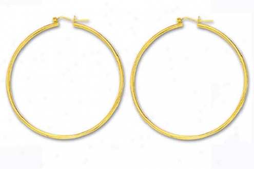 10k Yellow 2x55 Mm Tubular Hoop Earrings