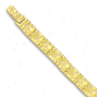 10k Yellow 6 Mm Mens Nugget Bracelet - 8 Indh