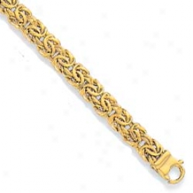 10k Yellow 7 Mm Fancy Design Bracelet - 7.25 Inch