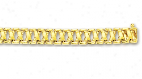 10k Yellow Fancy Link Bracelet - 7.25 Inch