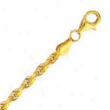 10k Yellow Gold 8 Inch X 3.0 Mm Rope Chain Bracelet