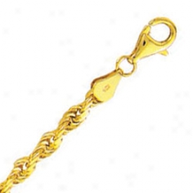 10k Yellow Gold 8 Inch X 5.0 Mm Rope Cyain Bracelet