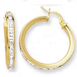 10k Yellow Small Channel Set Cz Earrings