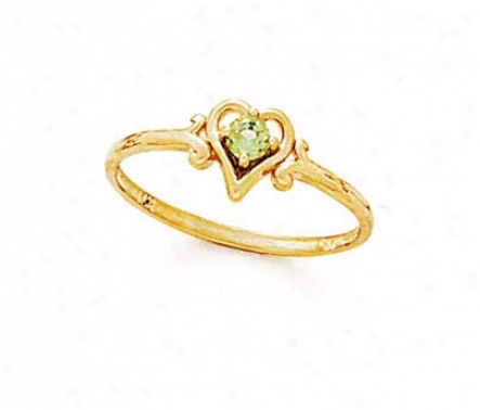 14k 3mm Round Perdiot Heart Ring