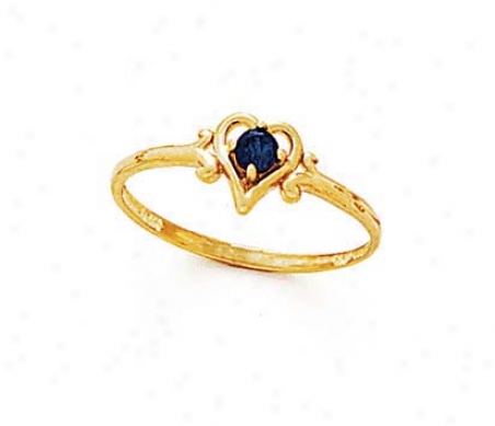 14k 3mm Round Sapphire Heart Ring