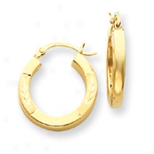 14k 3mm Square Tube Hoop Earrings