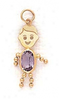 14k 3x5mm Boy June Birthstone Cz Gold Face Pendant