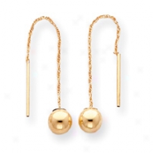 14k 6mm Ball Threader Earrings