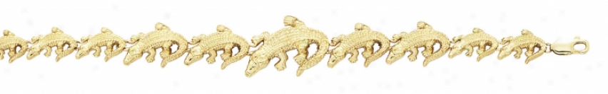 14k Alligator Bracelet - 7.25 Inch