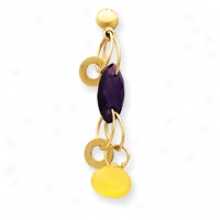 14k Amethyst And Golden Quartz Earrings