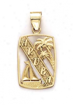 14k Aruba Palm Tree Sailboat Pendant